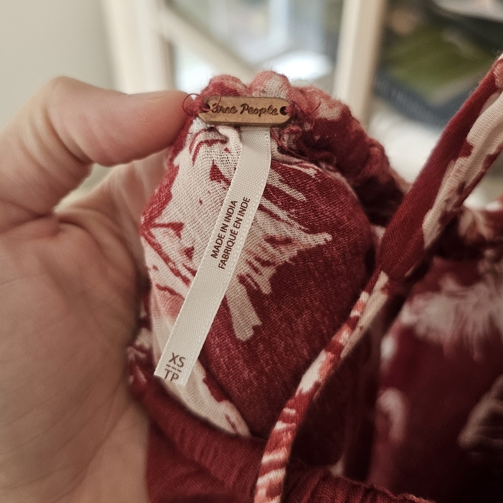 Free People Lille Tropical Printed Cutouts Rasberry Tie Maxi Dress Small $128 XS - Picture 11 of 14